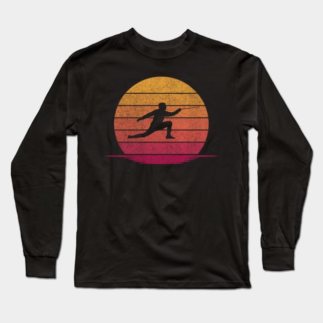 Awesome Funny Fencing Gift - Hobby Silhouette Sunset Design Long Sleeve T-Shirt by mahmuq